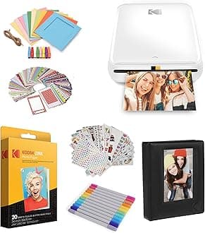 KODAK Step Printer Wireless Mobile Photo Printer with Zink Zero Ink Technology & Kodak App for iOS & Android (White) Gift Bundle