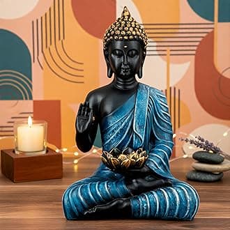 New Sitting Buddha Statue showpiece Idol Home Decor Items for Living Room and Gifts (Blue Black)