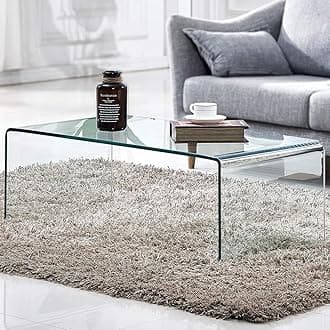 ZASTION Premium Tempered Glass Coffee Table,Clear Coffee Table, Small Modern Coffee Table for Living Room,Match Well with Rug (40x20x14)