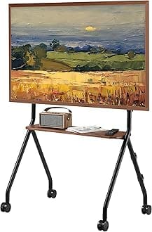 Easel Rolling TV Stand for 49-80 Inch TV Screen up to 110 LBS, Portable TV Stand with Wheels, Rolling TV Cart for Business, Office, School, Home, Black