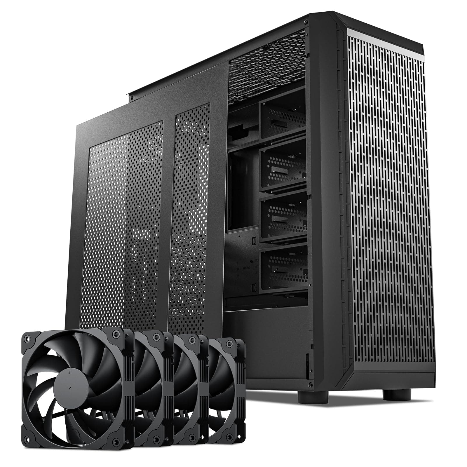 DARKROCK Classico Storage Master ATX NAS Computer Case Mid Tower with 4x120mm Fans, USB 3.0 Ready 10 x3.5'' HDD+3 x2.5'' SDD 360mm Supported on Top & Front Radiator GPU Vertically Mounting Black