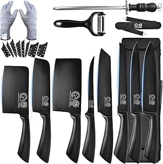 XYJ8-Piece Stainless Steel Knife Set with Sheath & Bag - Professional Chef's Knives for Meat, Vegetable & Kitchen Tasks, Ergonomic Handles for Comfortable Cutting