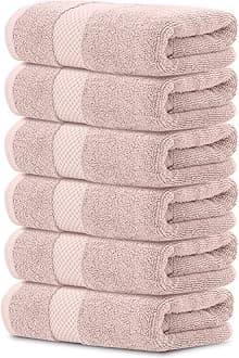 – Luxury Hand Towels | Cotton Hotel spa Bathroom Towel | 16x30 | 6 Pack | Pink