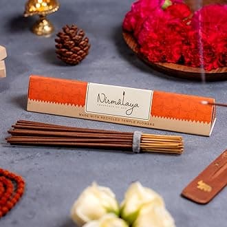 Nirmalaya Premium Mysore Sandalwood (Chandan) Incense Sticks | Natural Agarbatti Sacred Flowers | 40 Each Pack | Burn Time 25 Min | Charcoal-Free Luxury for Pooja, Meditation & Yoga