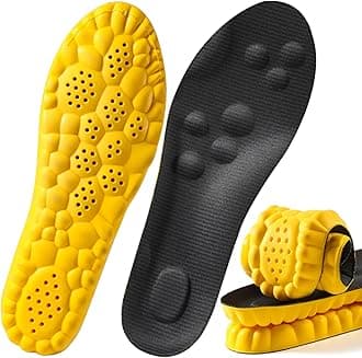 4D Cloud Insoles for Men and Women, Arch Support Insoles, Memory Foam Insoles, Shock Absorption and Cushioning Sports Shoe Insoles (Yellow, M (Men's 6.5-8 / Women's7.5-9)