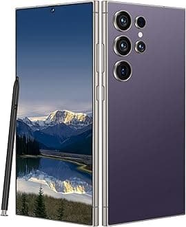 I24 Ultra 5G Unlocked Smartphone, 6.8" HD+ Display, 8GB RAM + 256GB ROM, 6800mAh Battery, 108MP+48MP Dual Camera, Android 13, Dual SIM, Face ID, Fingerprint Lock, Global 5G Connectivity (Purple)