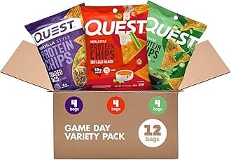Quest Nutrition Game Day Tortilla Style Protein Chips Variety Pack, Buffalo Ranch x4, Salsa Verde x4, Loaded Taco x4, 1.1 oz (Pack of 12)