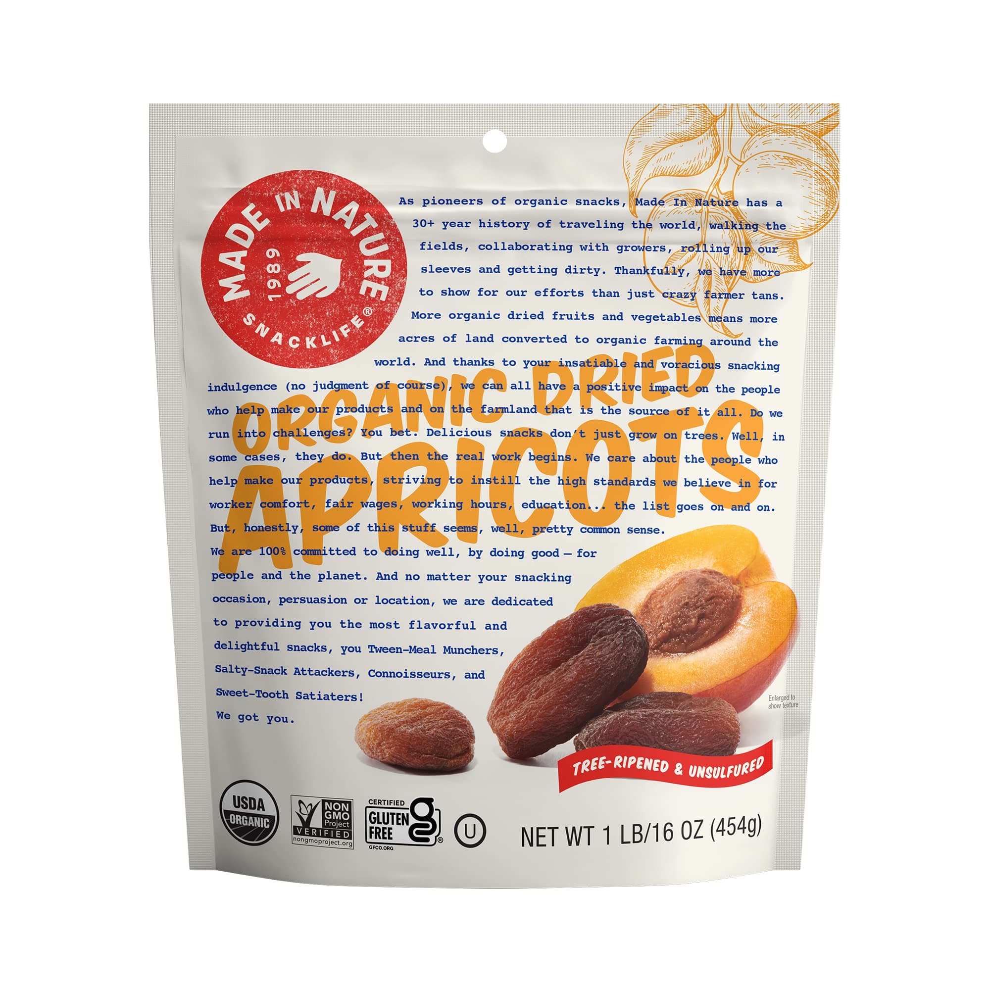 Organic Dried Apricots, 16 Ounce (Pack of 1) – Vegan Snack, Non-GMO, Unsulfured, Gluten Free, Kosher