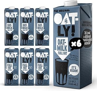 Oatly Full Fat Oatmilk – Creamy, Plant-Based Whole Milk Alternative | Dairy-Free, Vegan, Shelf-Stable, Non-GMO & Glyphosate Residue-Free | Only 1g Saturated Fat (32 oz, 6-Pack)