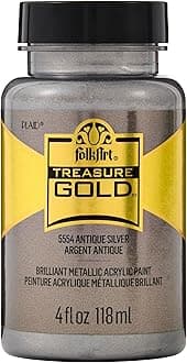 FolkArt Treasure Gold Brilliant Metallic Paint, 4 oz, Antique Silver
