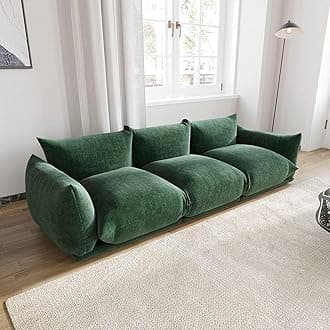 JACH Mid-Century Modern Comfy Couch, Chenille Sectional Sofa Modular Couches with Thick Cushion, 3 Seater 103" Plush Sofas Furniture for Living Room Bedroom Office Apartment, Green