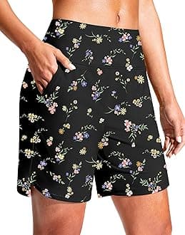 G Gradual Women's 7' Quick Dry Swim Board Shorts Swimming Bottoms High Waisted Beach Shorts for Women with Liner Pockets