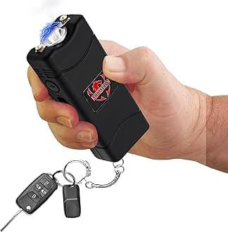Super Heavy Duty Keychain Stun Gun with Flashlight for Men and Women self Defense Device, Rechargeable Stun Gun, Nylon Holsters