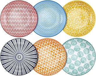 Porcelain Salad Pasta Bowls, Serving bowls - 26 Ounce, Set of 6, Assorted Colors