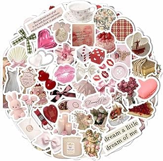 BulbaCraft 100Pcs Coquette Stickers - Coquette Aesthetic, Small Waterproof Pink Sticker Sheets for Phone Cases, Gifts for Women & Men
