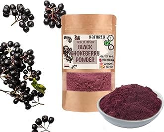 Freeze Dried Aronia Black Chokeberry Powder raw Without additives, preservatives or Sugar. for Smoothies, Vegan, Baking, Natural Vitamins (200g)