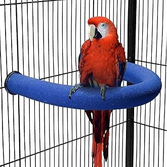 U Shape Parrot Perch Stand Pet Toy Bird Platform Sand Paw Grinding Clean Stick Cage Exercise Conure Budgie Cockatiel Accessories (Blue Large)