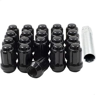 Wheel Accessories Parts 20 Pcs M14x1.5 14x1.5 Thread Short Truck 1.50" Long Spline Lug Nuts Black 6 Spline Hex Fits Chevy Camaro Corvette ｜ Dodge Charger Challenger ｜ Ford Mustang ｜ Jeep Wrangler