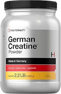 German Creatine Powder 1000g | Creapure Monohydrate Powder | Vegetarian, Non-GMO, and Gluten Free Supplement | Promotes Strength & Power