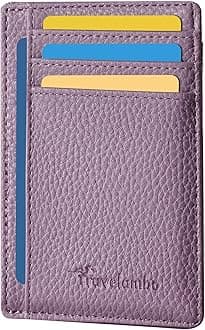 Travelambo Slim Wallet Front Pocket Minimalist Leather RFID Blocking Medium Size