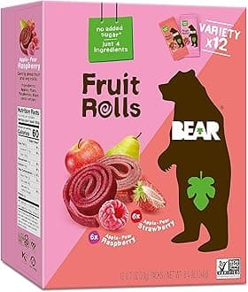 Bear Yoyo Fruit Rolls Variety Pack, Apple-Pear Strawberry, Apple-Pear Raspberry, No Added Sugar, Vegan Friendly, Kosher, Gluten Free & Non-GMO, 8.4 Ounce (Pack of 5)