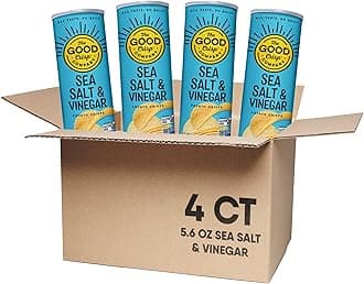 The Good Crisp Company Salt & Vinegar Gluten-Free Potato Chips, 5.6 Oz Cans (Pack of 4), Non-GMO & Allergen-Friendly Snacks