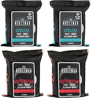 The Nobleman Cooling Face + Body Cleansing Wipes (120 Wipes) - 2 Packs Aloe & Eucalyptus + 2 Packs of Aloe & Grapefruit – Refreshing, Soothing, Non-Greasy, Skin Revitalizer