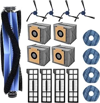 17 Pack Replacement Parts for eufy X10 Pro Omni Robot Vacuum, 1 Main Brush, 4 Filters, 4 Mop Pads, 4 Vacuum Bags, 4 Side Brushs