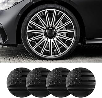 4PCS Car Wheel Center Hub Cover, Center Caps for Rims, Waterproof & Rustproof Automotive Accessories Decals, Universal Car Accessories Hub Caps Compatible with Cars (Black Flag)