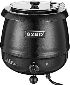 SYBO SB-6000 Commercial Grade Soup Kettle with Hinged Lid and Detachable Stainless Steel Insert Pot for Restaurant and Big Family, 10.5 Quarts, Black