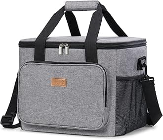 Large Lunch Bag Insulated Lunch Box Soft Cooler Cooling Tote for Adult Men Women, Gray 40-Can (24L)