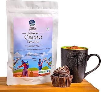 Indic Organics Artisanal Cacao Powder from Tulunadu region of Karnataka & Kerala | Non-Alkalized, Heavy Metals Tested, Unsweetened, Slow Roasted & Minimally Processed | For Hot Chocolate & Baking (1 KG)