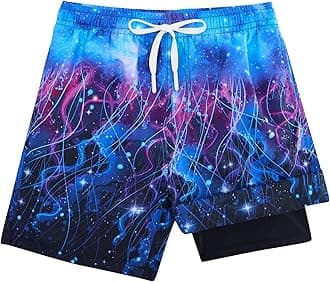 TUONROAD Boys Swim Trunks with Compression Liner Quick Dry Board Shorts with Boxer Brief Lined Bathing Suit 8-20 Years