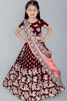 eneric Girl's Jute Cotton Semi-stitched Lehenga Choli