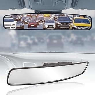 [SUPER LARGE] 17” Panoramic Rear View Mirror for Cars/SUVs, [PROMOTES SAFETY] Helps with PARALLEL PARKING, Fits ALL VEHICLES, Wide Angle Backseat Passenger Viewer, Extra Wide Size