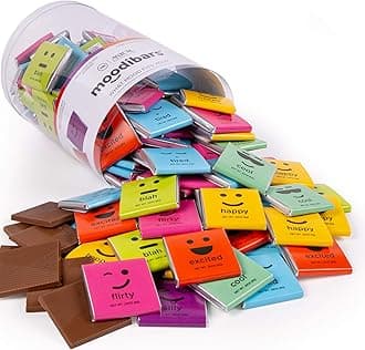 Chocolate Squares Individually Wrapped, Moodibars by Astor Chocolate, 120 Count Gourmet Belgian Milk & Dark Chocolate Assortment, Premium Candy Gift Emoji Candy, Perfect For Gifting