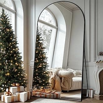 Antok Full Length Mirror, 44"x82" Oversized Floor Mirror, Arched Full Body Mirror with Stand Large Floor Standing Mirror, Hanging Mounted Mirror for Bedroom, Living Room Cloakroom, Black