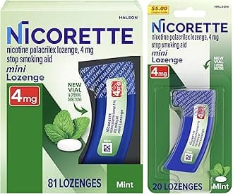 Nicorette 4 mg Mini Nicotine Lozenges to Help Stop Smoking - Mint Flavored Stop Smoking Aid, 101 Count