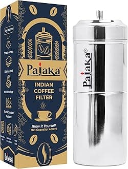 PAJAKA South Indian Filter Coffee Maker - 400 ML Capacity, Stainless Steel Madras Kaapi Kappi Drip Decoction Coffee Brewer, Big Size for 6-8 Cups, Home & Kitchen