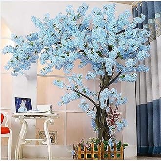 Artificial Cherry BlossomTrees Azure Blue Large Plant Weeping Cherry Blossom Handmade Tree Indoor Outdoor for Wedding Event Party Restaurant Mall 1.8m High Extending 1.4m(6FT*4.6FT)