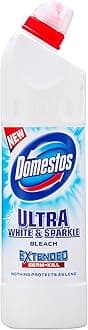 Domestos White & Sparkle Thick Bleach disinfectant that eliminates 99.99% of bacteria and viruses* unstoppable whitening power 750 ml