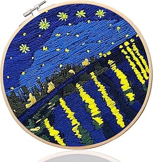 Maydear Stamped Embroidery Kit for Beginners with Pattern, Cross Stitch kit, Embroidery Starter Kit Including Embroidery Hoop, Color Threads and Embroidery Scissors - Starry Sky