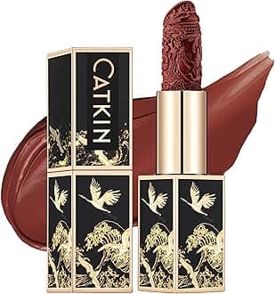 CATKIN Dark Red Lipstick, Semi-Matte, Long Lasting, High Impact, Moisturizing Formula, enriched with Avocado Oil and Vitamin E, 3.2g