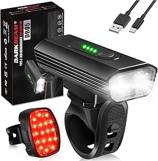 Bike Headlight Rechargeable USB-C, Bicycle Lights 4000LM Ultra Bright, Mountain Bike Light Set for Night Riding, 6+5 Mode Waterproof Front Bike Light & Rear Light for Road, Cycling