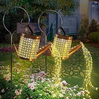 2 Pack Watering Can with Lights,Solar Lanterns Outdoor Hanging Waterproof Garden Decor,Solar Outdoor Garden Decorative,Decorations for Lawn Path Patio