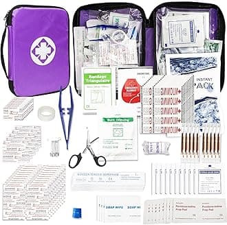 Small-Campact First-Aid Kit-Refill Supplies-Basic Emergency-Essentials - 300PCS Home Essentials Emergency Accident Kits for Businesses Workplace Outside Travel Purple 1st Aid