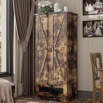 Pantry Cabinet with Adjustable Shelves and Drawer, Kitchen Cabinet Buffet Cupboards Storage for Home Office (Brown, 16" D x 24" W x 55" H)