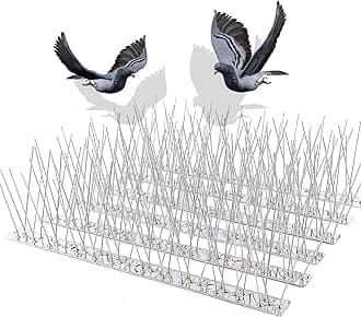 Bird Spikes for Pigeons Small Birds Cat, 10 Feet Bird Spikes Stainless Steel Bird Deterrent Spikes 10 Strips