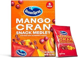 Ocean Spray® Mango Cran™ Snack Medley, Cranberry and Mango Dried Fruit Snack, 1 Oz Pouches, 5 Count
