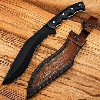 Poshland Handmade Kukri Knife with D2 Steel Blade, Durable G10 Handle, Premium Leather Sheath, Ideal for Carving, Hunting, Outdoor Use, and Gift for Adults